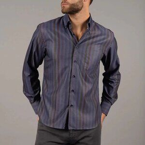 American Heritage Navy Striped Performance Stretch Shirt